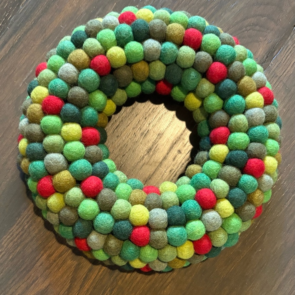 Colorful Felt Ball Wreath - Multicolor